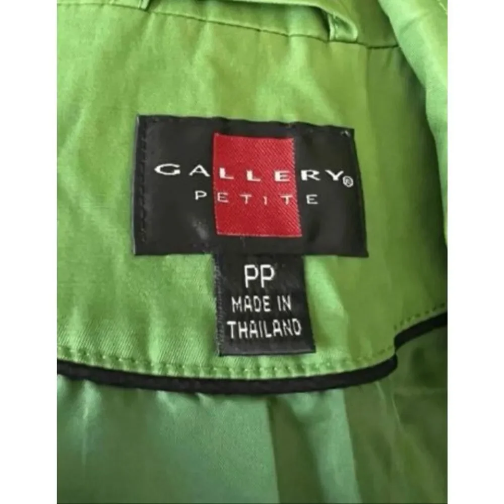 Gallery Petite Rain Trench Coat Size Small Petite Green Cotton Blend Button Up